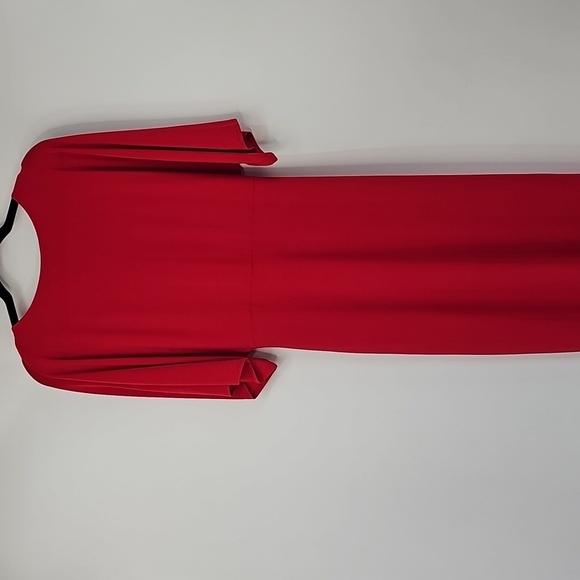 Express Vibrant Red TwistFront Vneck Maxi Dress wFront Slit Elegant Sexy Holiday - Picture 10 of 16